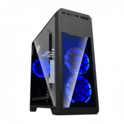 Case Atx GameMax Middle Tower G563 Black 0.5MM SPCC 3*USB3.0/2.0 3*Fan 15 LED Blu Halo Side Half Plexiglass
