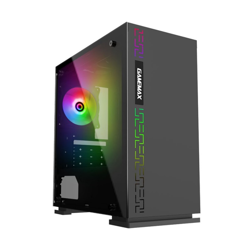 Case Micro-Atx Gamemax Dark Ranger Black 0.6mm SPCC 3*Usb3.0/2.0 1*Fan Rainbow Side Glass