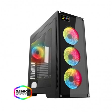 Case Atx Full Tower GameMax M911 Rainbow Black 0.8MM SPCC 4*USB3.0/2.0 4*Fan 21 Led RGB Rainbow Side Full Plexiglass