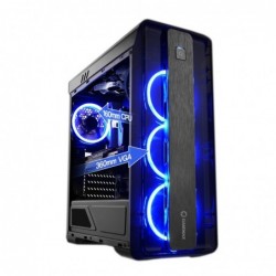 Case Atx GameMax Middle Tower Moonlight Black 0.5MM SPCC 3*USB3.0/2.0 4*Fan 15 Led Ring Blu Pannello Laterale Plexiglass