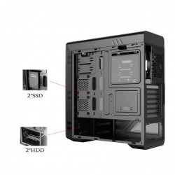 Case Atx GameMax Middle Tower Moonlight Black 0.5MM SPCC 3*USB3.0/2.0 4*Fan 15 Led Ring Blu Pannello Laterale Plexiglass