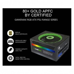 Alimentatore Atx Full Modulare GameMax RGB1050 80+ Gold 1050W RGB PFC Attivo Ventola 140mm RGB Smart Rpm Control