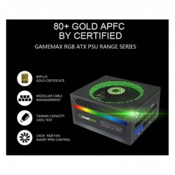 Alimentatore Atx Full Modulare GameMax RGB550 80+ Gold 550W RGB PFC Attivo Ventola 140mm RGB Smart Rpm Control