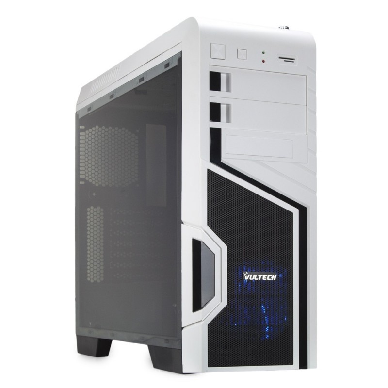 Case Atx Vultech Oblivion GS-0585B Rev2.2 Bianco 0.6MM SPCC 4*USB3.0/2.0 1*Fan Blu 1*Card Reader Side Full Plexiglass