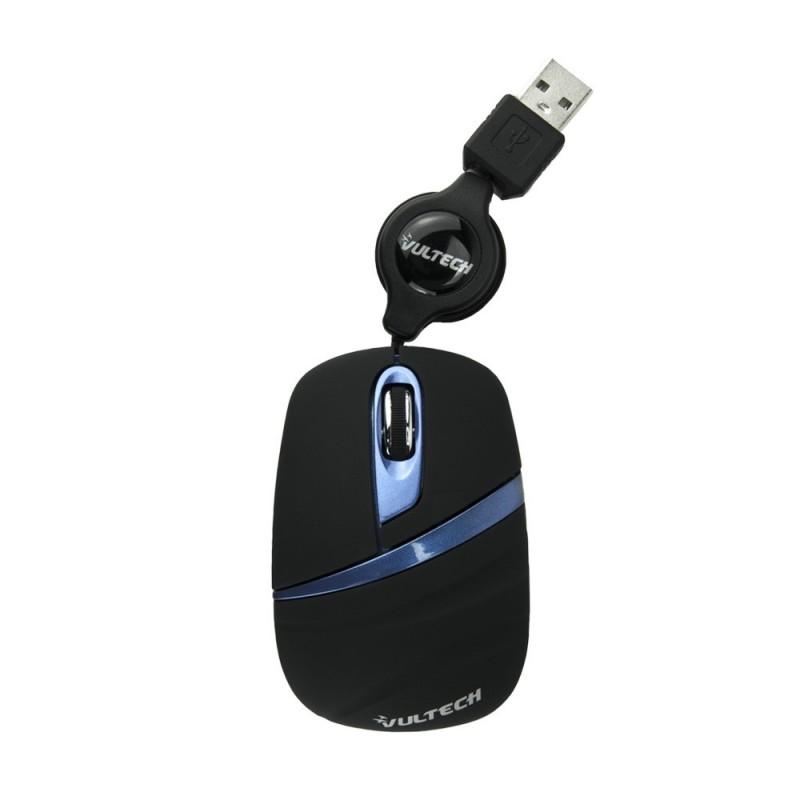 Mouse Micro Ottico Usb 2.0 Vultech MC-01B 1200Dpi con Cavo Retrattile Black & Blue