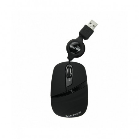 Mouse Micro Ottico Usb 2.0 Vultech MC-01N 1200Dpi con Cavo Retrattile Nero