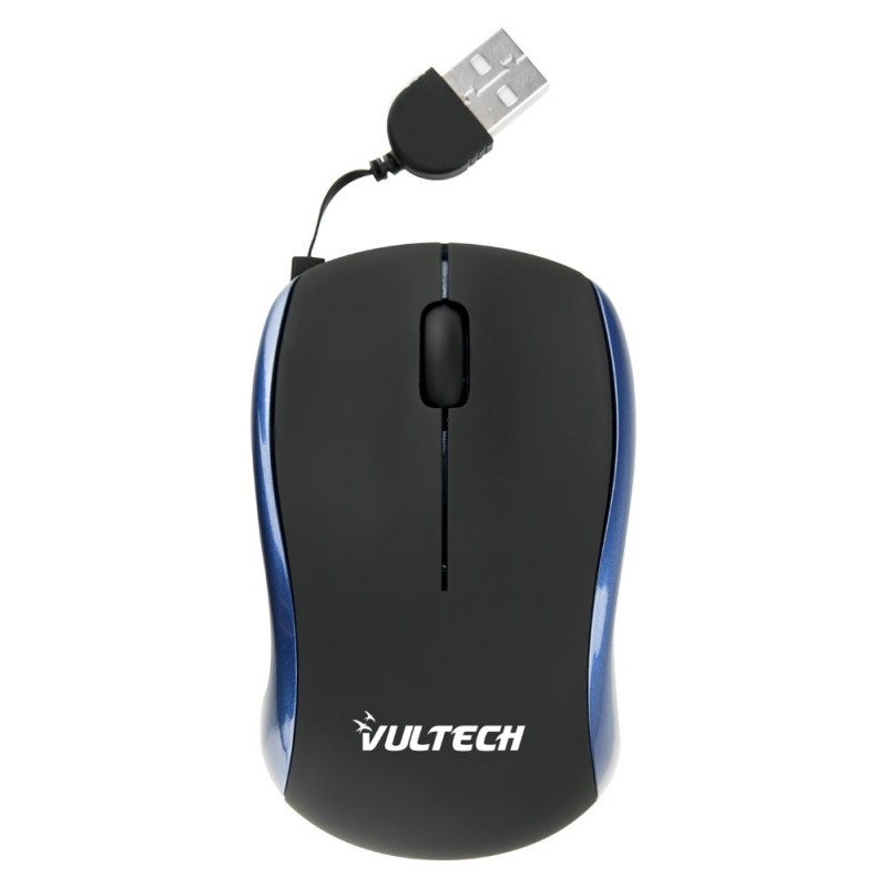 Mouse Mini Ottico Usb 2.0 Vultech MN-01B 1200DPI con Cavo Retrattile Black & Blue