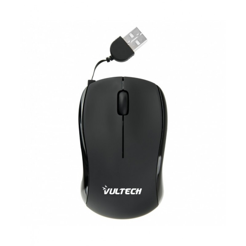 Mouse Mini Ottico Usb 2.0 Vultech MN-01N 1200DPI con Cavo Retrattile Black