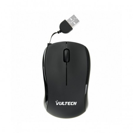 Mouse Mini Ottico Usb 2.0 Vultech MN-01N 1200DPI con Cavo Retrattile Black