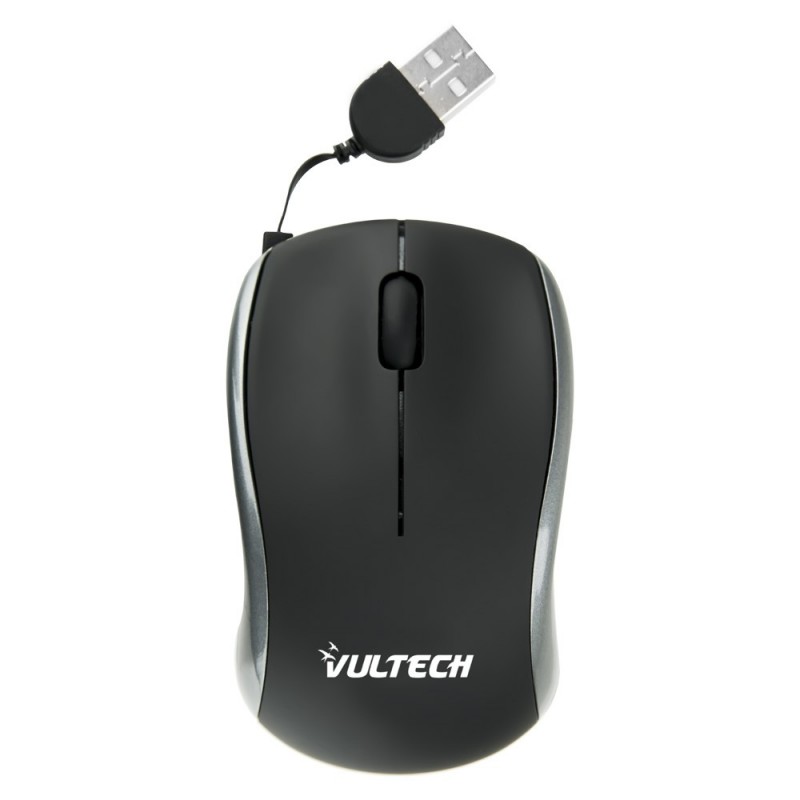 Mouse Mini Ottico Usb 2.0 Vultech MN-01S 1200DPI con Cavo Retrattile Black  & Silver