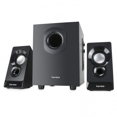 Speaker 2.1 Vultech SP-2007 Set Casse Acustiche 2 Altoparlanti con Subwoofer in Legno 13 Watt RMS