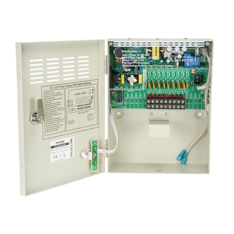 Box Alimentatore Stabilizzato Centralizzato Vultech VS-CS1209-10A-BK 9 Uscite 10A Funzione Backup Box Alimentatore Stabilizzato Centralizzato Vultech VS-CS1209-10A-BK 9 Uscite 10A Funzione Backup
