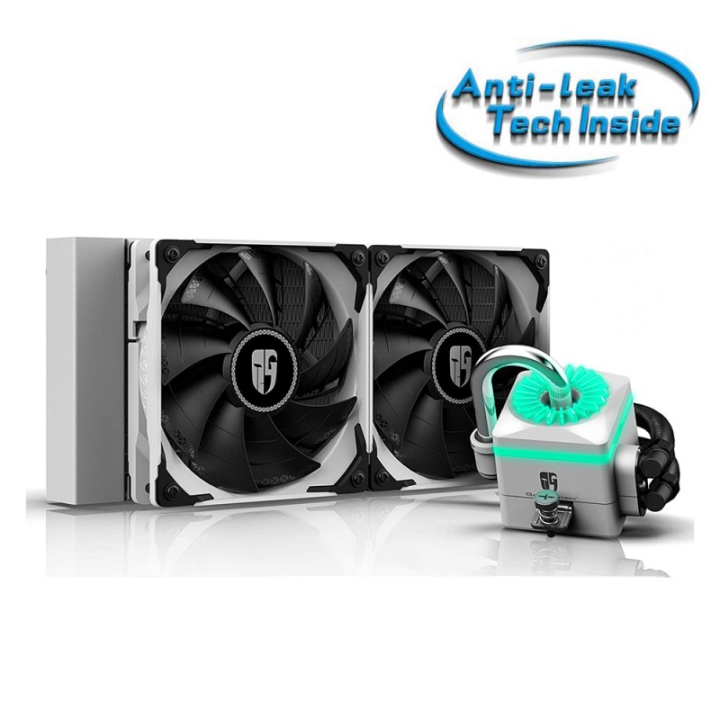 Dissipatore a Liquido Deepcool Captain 240X Bianco Anti-Leak RGB per CPU  Intel & Amd AM4 2*Fan 120mm