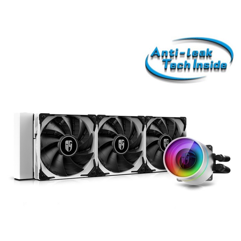Dissipatore a Liquido Deepcool Castle 360EX Bianco Anti-Leak Rainbow per CPU Intel & Amd AM4 3*Fan 120mm