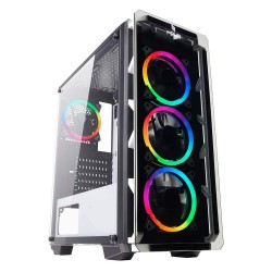 Case Atx Noua Cool G5 White 0.6MM SPCC 3*USB3.0/2.0 4*Fan Dual Halo Rgb Rainbow Addressable Front & Dual Side Glass