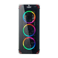 Case Atx Noua Cool G6 Red 0.6MM SPCC 3*USB3.0/2.0 4*Fan Dual Halo Rgb Rainbow Addressable Front & Dual Side Glass