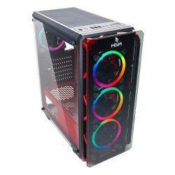 Case Atx Noua Cool G6 Red 0.6MM SPCC 3*USB3.0/2.0 4*Fan Dual Halo Rgb Rainbow Addressable Front & Dual Side Glass